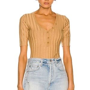 Jonathan Simkhai Tan Striped Bodysuit